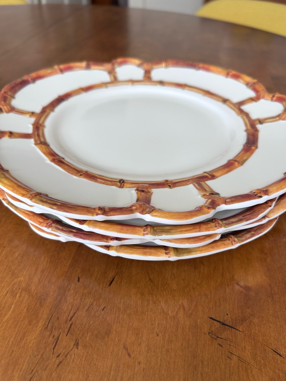 Two’s Company Bamboo Inspired Melamine Dinner Plates, Set of 4
